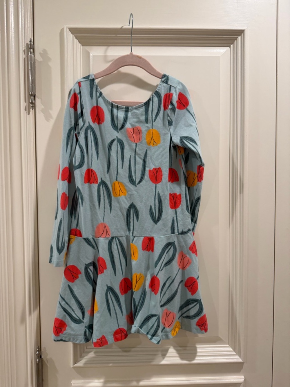 Tea Collection Light Blue Floral Tulip Print Long-Sleeve Dress